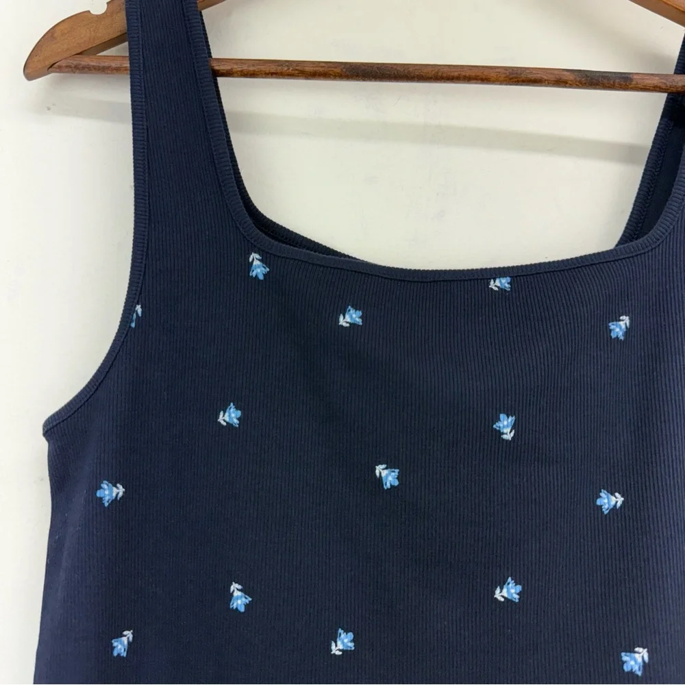 Old Navy size XL Women’s Navy Blue Floral Ultra-Crop Rib-Knit Top - Picture 4 of 8
